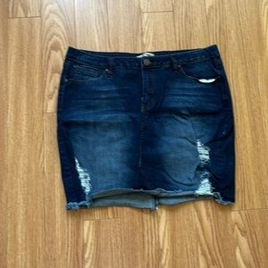 Distressed Denim Skirt